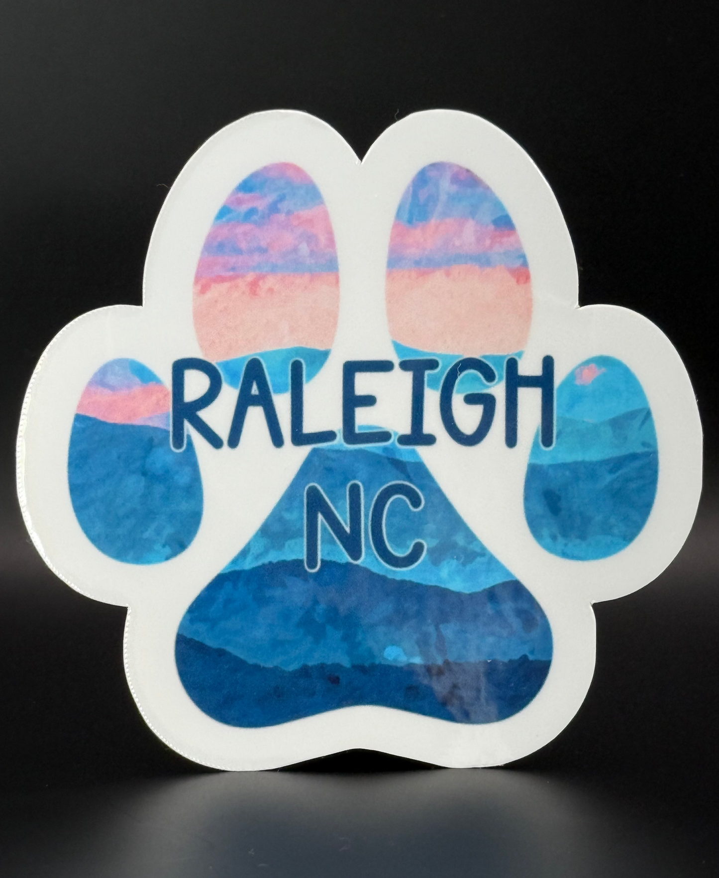 Raleigh NC Paw Print Sticker