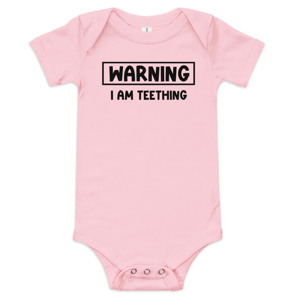 Warning I'm Teething short sleeve one piece - The Sandy Merchant
