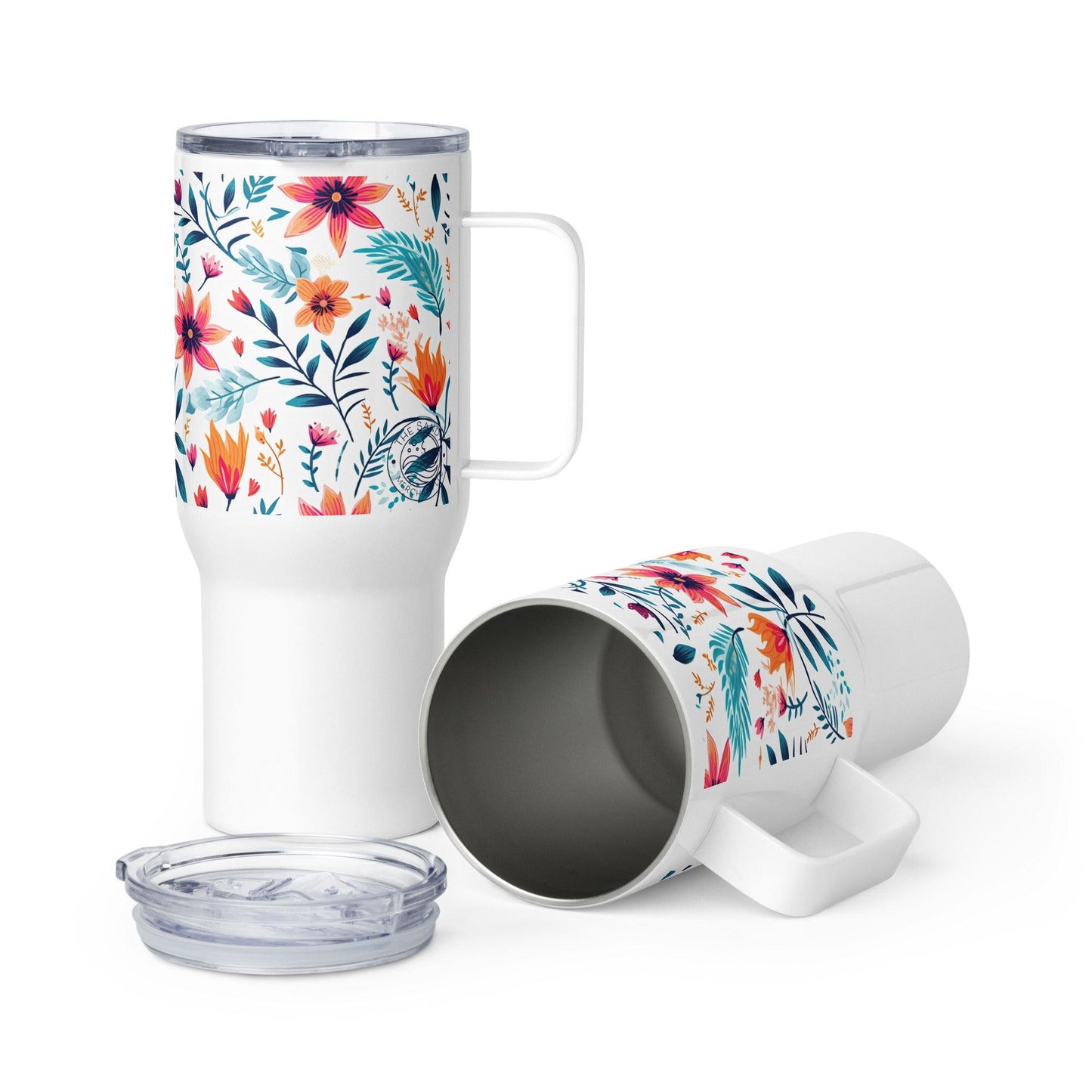 Feisty Floral Travel mug with a handle - The Sandy Merchant