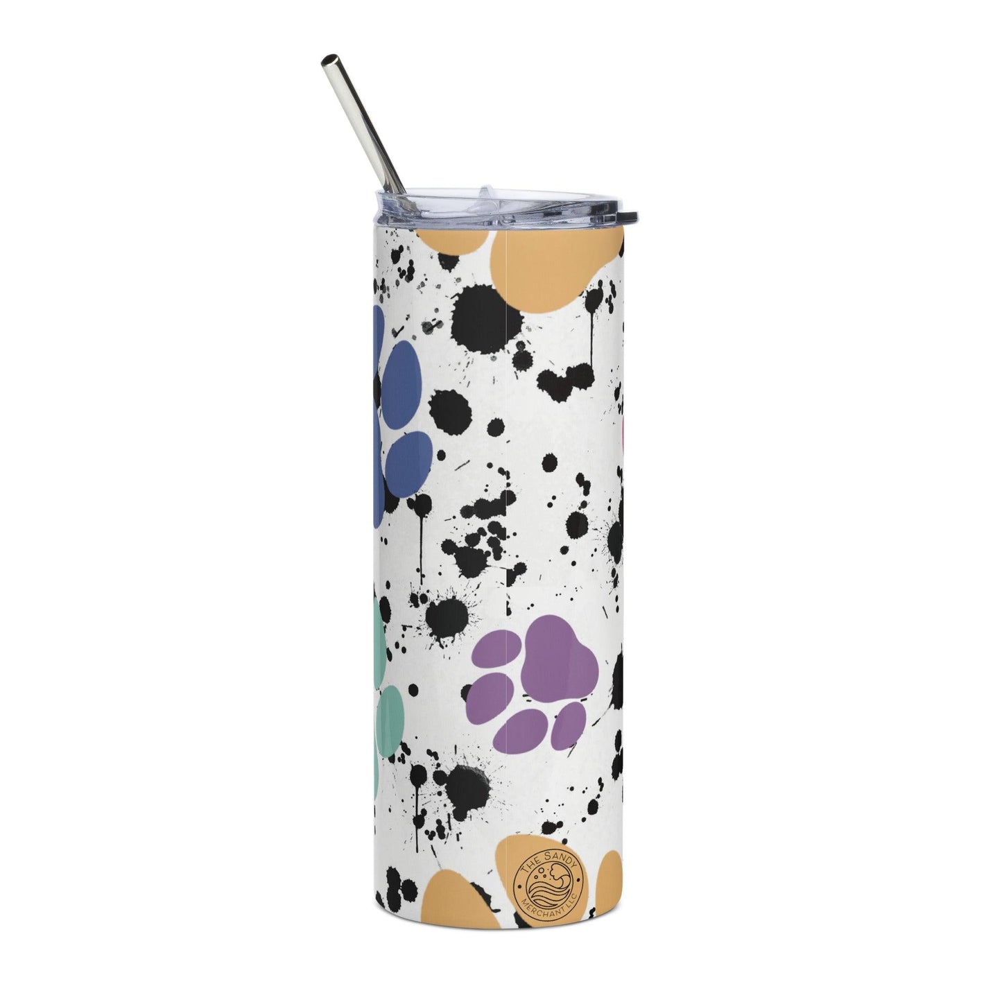 Puppy Paint Print Splatter Stainless steel tumbler - The Sandy Merchant