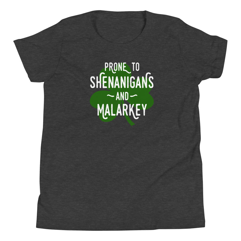 Prone to Shenanigans and Malarkey Youth T-Shirt