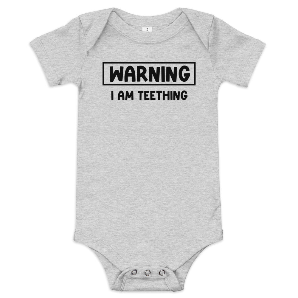 Warning I'm Teething short sleeve one piece - The Sandy Merchant
