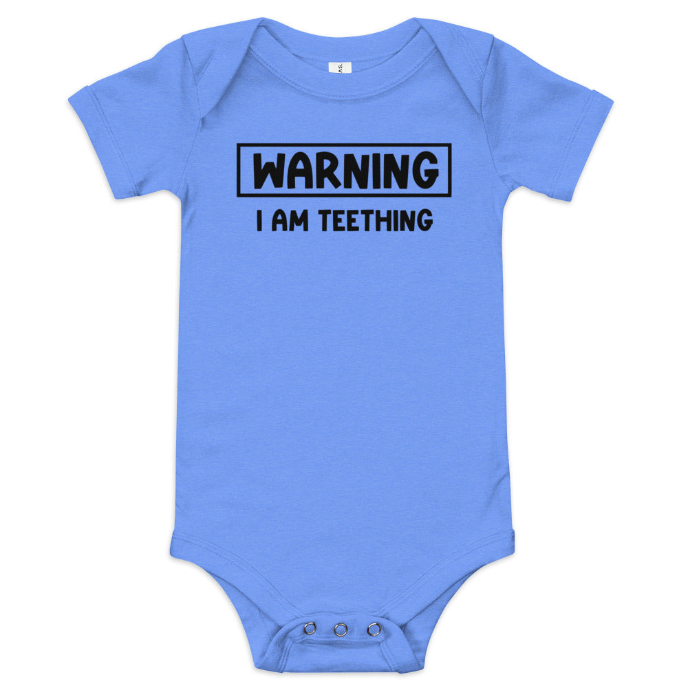 Warning I'm Teething short sleeve one piece - The Sandy Merchant