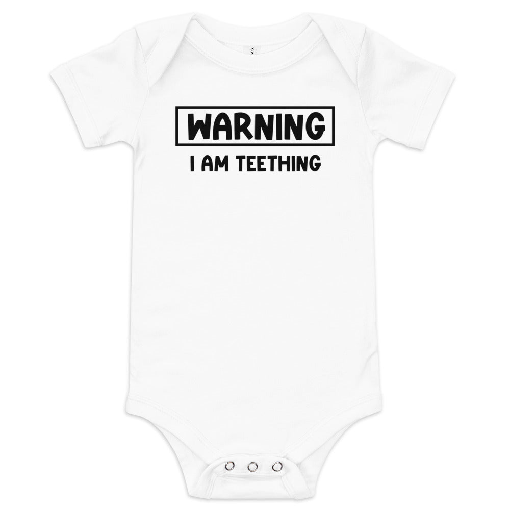Warning I'm Teething short sleeve one piece - The Sandy Merchant