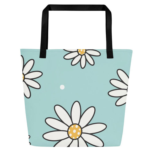 Daisy Print All-Over Print Large Tote Bag - The Sandy Merchant