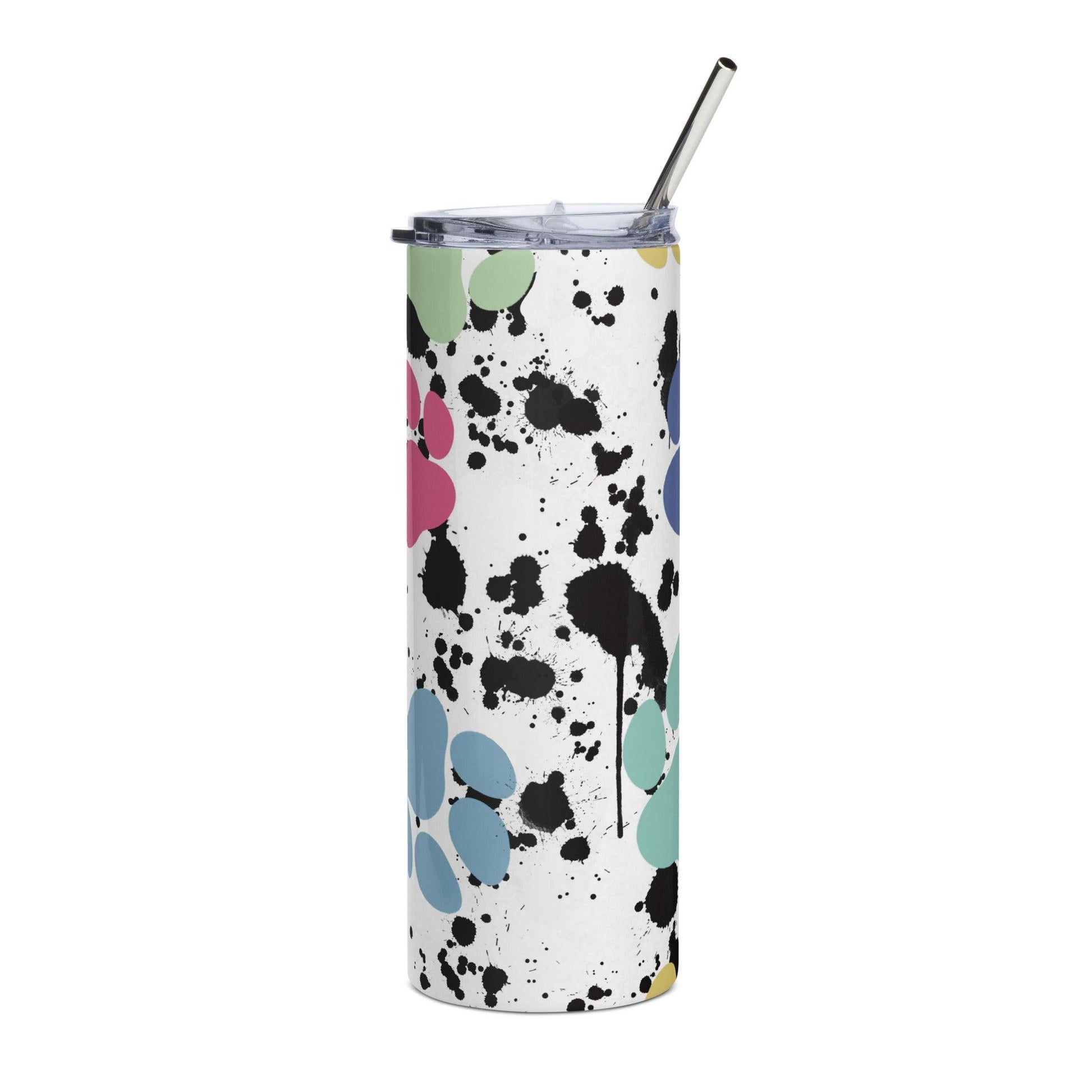 Puppy Paint Print Splatter Stainless steel tumbler - The Sandy Merchant