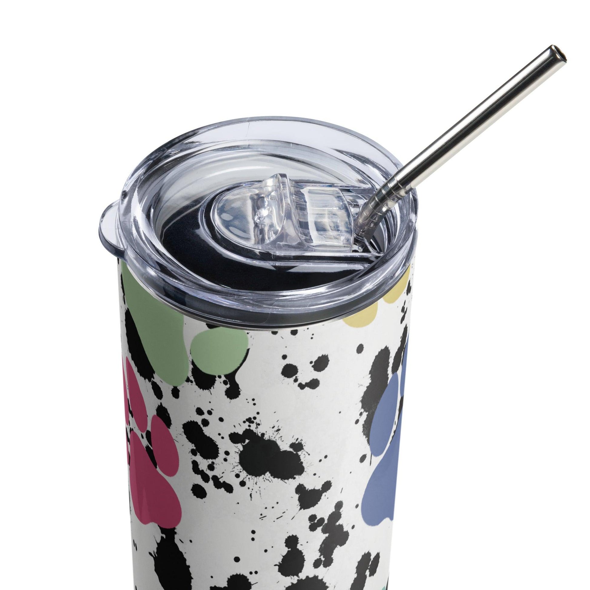 Puppy Paint Print Splatter Stainless steel tumbler - The Sandy Merchant