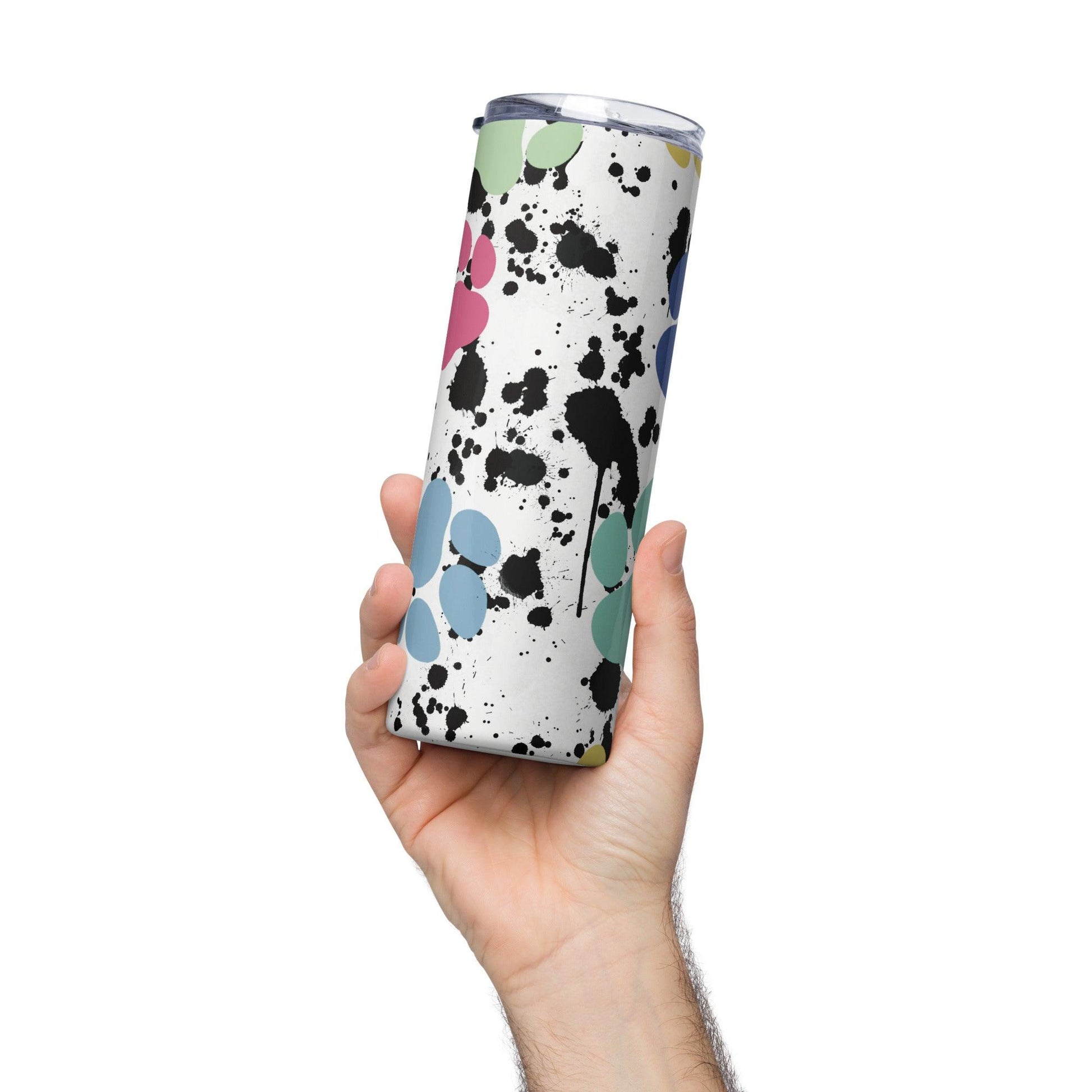 Puppy Paint Print Splatter Stainless steel tumbler - The Sandy Merchant