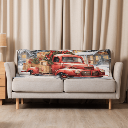 Red Truck Sherpa blanket