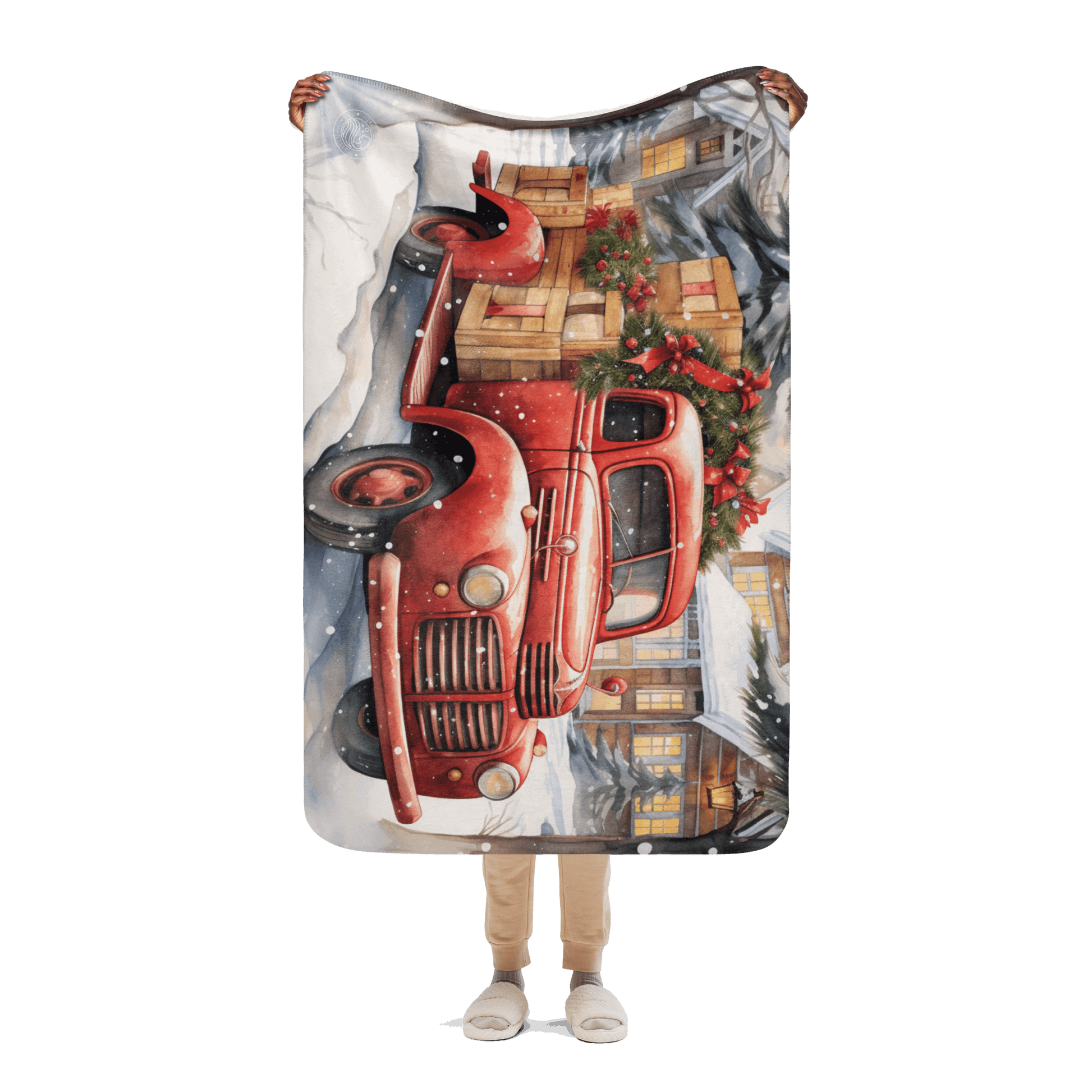 Red Truck Sherpa blanket