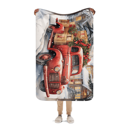 Red Truck Sherpa blanket