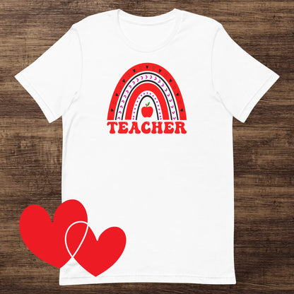 Valentine's Rainbow Teacher t-shirt