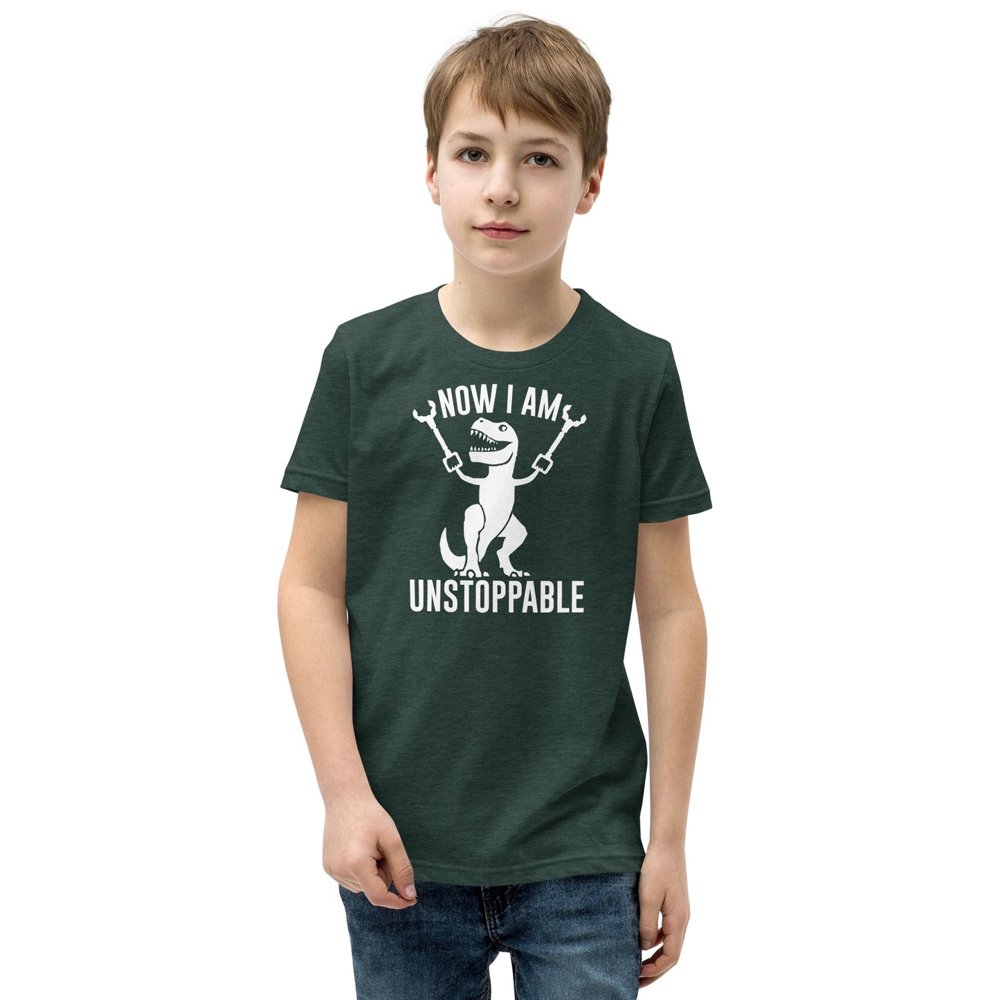 Unstoppable T-rex Youth Short Sleeve T-Shirt - The Sandy Merchant